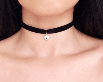 Choker Charms Choker Necklace Black Velvet Choker Evil Eye Choker Black Choker Trendy Chokers Chokers with Charm Lucky Eye Choker Chocker