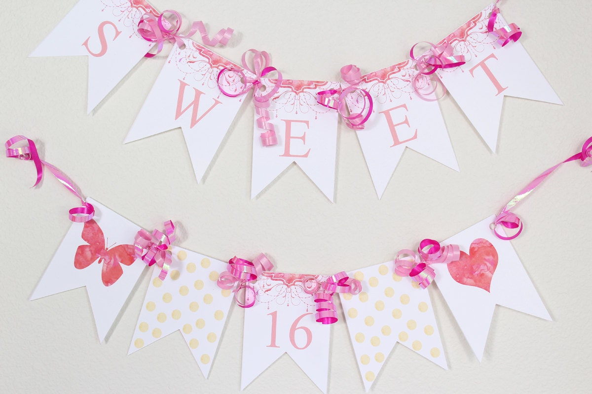 Free Printable Sweet 16 Banner