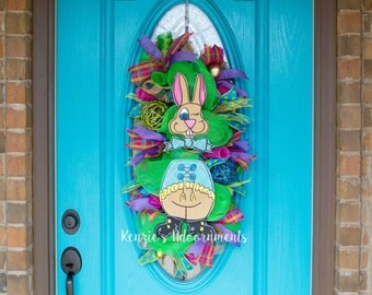 Deco Mesh Swag, Spring Swag, Easter Swag, Spring Wreath, Easter Wreath, Deco Mesh Easter Wreath, Easter Bunny Swag, Easter Bunny Wreath