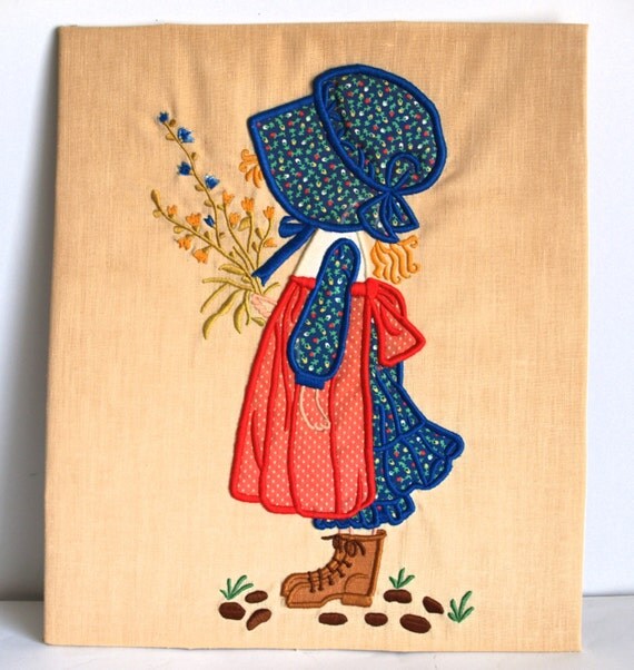Vintage Holly Hobbie Wall Hanging Applique 70s Material