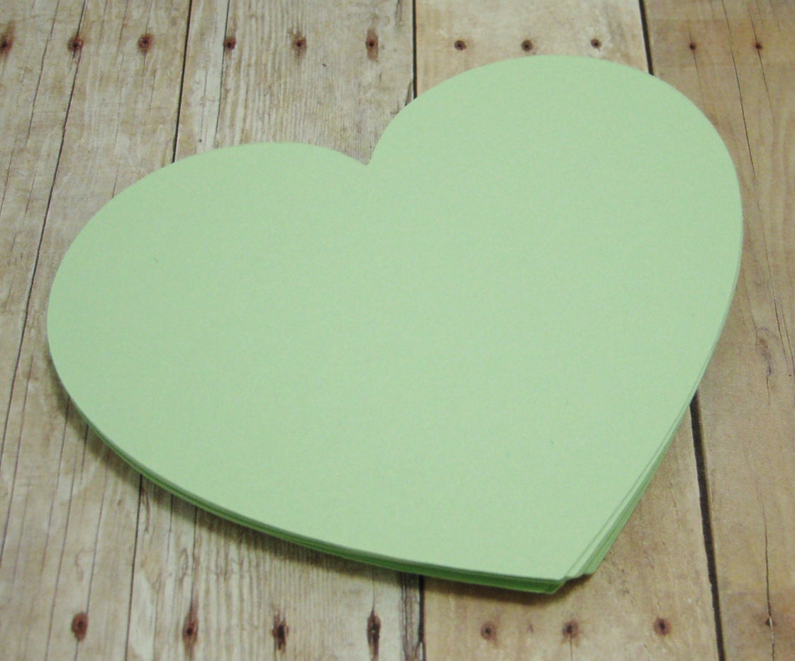 4 inch Cardstock Hearts Paper Heart CutoutsMint Green Card