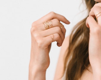 Dainty Stacking Ring • Simple, Plain, Thin Stackable Rings • Narrow Stacker Bands • Custom Handmade Gold or Silver Ring by GLDN • Adria Ring