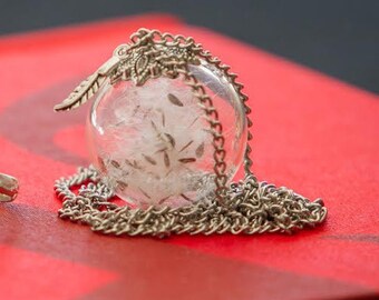Dandelion jewelry Dandelion wish necklace Terrarium necklace Real dandelion seeds Make a wish pendant Flower jewelry Glass orb necklace