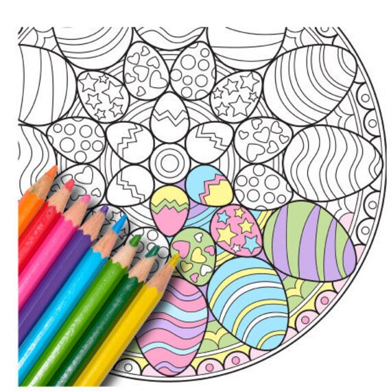 Easter Coloring page Instant Download Relax Mandala Designs
