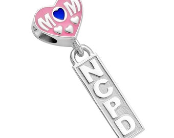 Nassau County Police Mom Charm- NCPD - Fits Pandora Bracelet - Sterling Silver