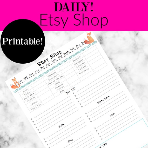 Etsy Planner Etsy Shop Planner Daily Etsy Planner