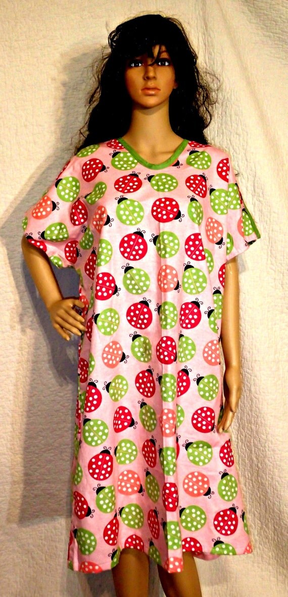 Flannel Hospital Gown IV for Bed bound Fits up to Plus Size