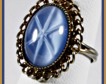 Vintage Starburst Ring,Vintage Ring,Vintage Adjustable Ring,Vintage Blue Starburst Ring,Vintage Blue Ring,Vintage Blue Jewelry,Vintage Blue