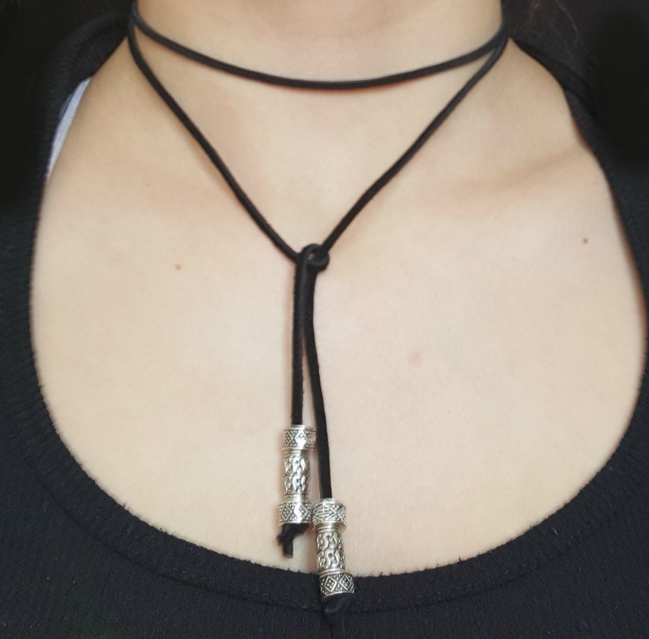 handmade black beaded bolo necklace bolo necklace multiwear