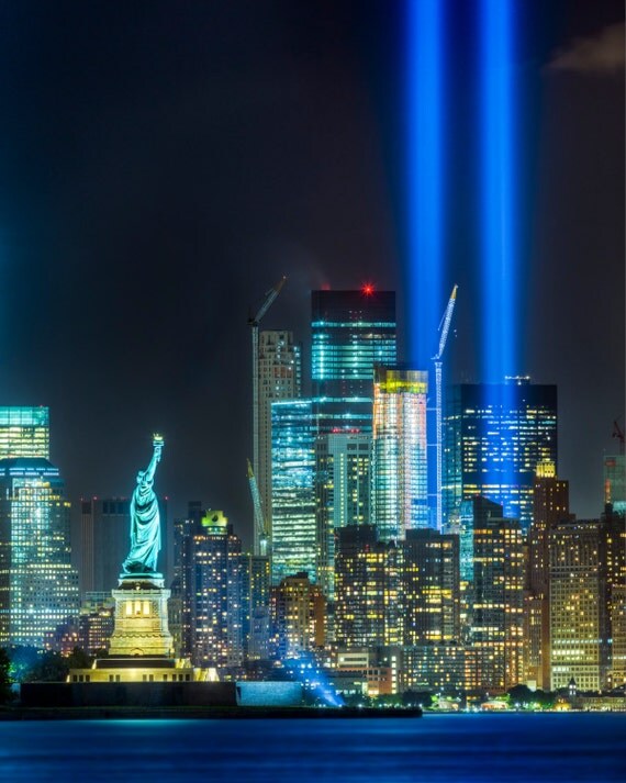 Statue of Liberty at night with 911 by AmericanPatriotPhoto