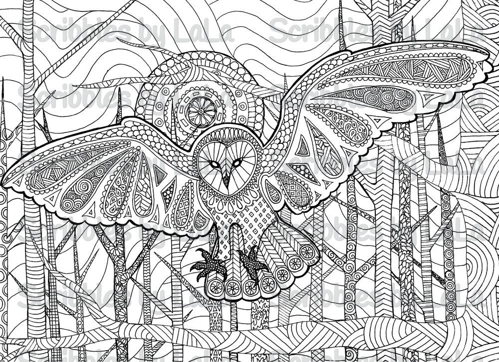 Download Printable Adult Coloring Page Owl High Quality PDF