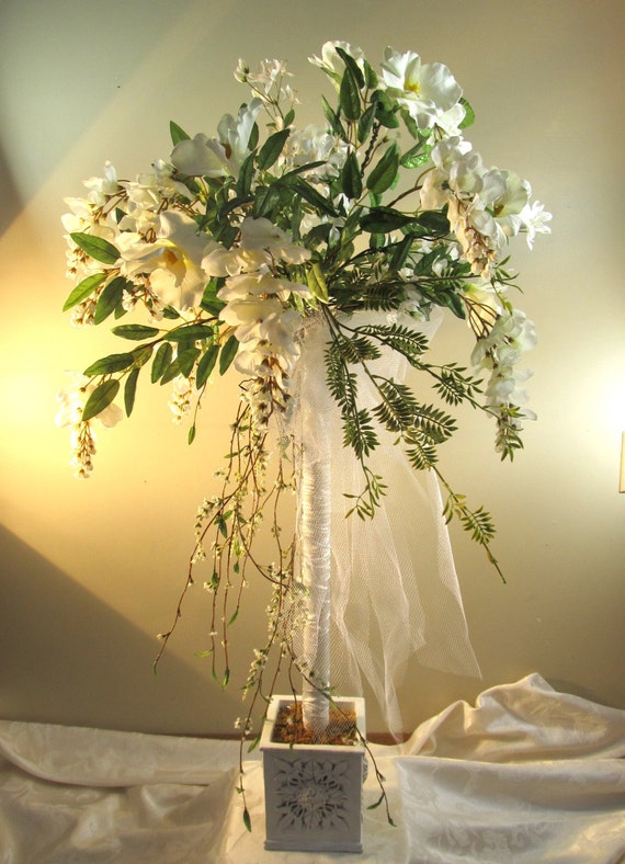 Wisteria Wedding Topiary Draping Apple Blossoms Bouquet