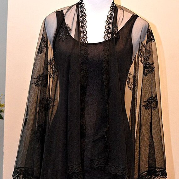 Black lace cover up sheer black robe heavenly cardigan