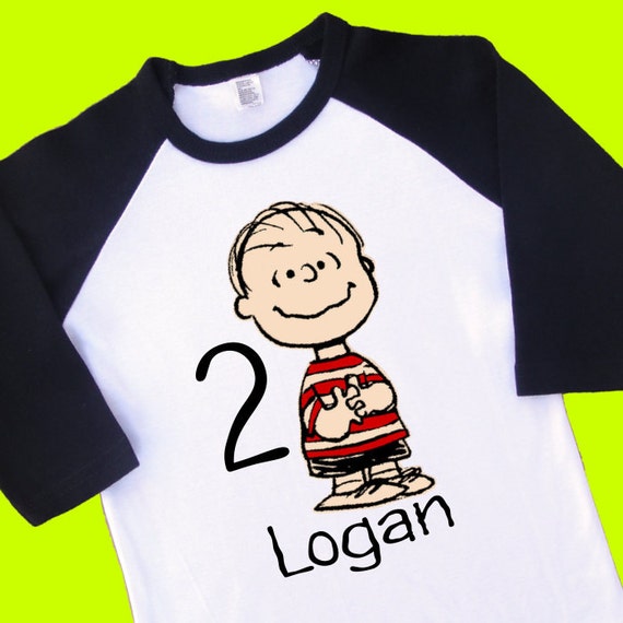 Linus Birthday Shirt Charlie Brown Personalized Raglan with