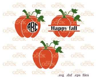 Pumpkin SVG, Pumpkin Monogram svg, Fall SVG, Halloween SVG cut files for use with Silhouette, Cricut and other Vinyl Cutters, svg files