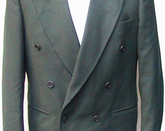 Size 42 L DORMEL ITALY Double Breasted Continental No vent Green Sport Coat