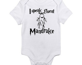 Harry Potter Baby Onesie , I Speak Fluent Mandrake ,Harry Potter Inspired Baby Onesie ,Harry Potter Baby Bodysuit , Baby Shower Gift