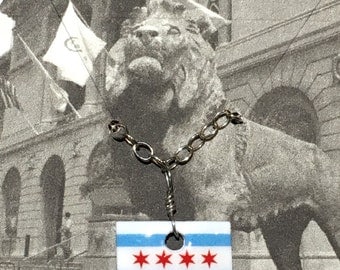 Chicago flag necklace