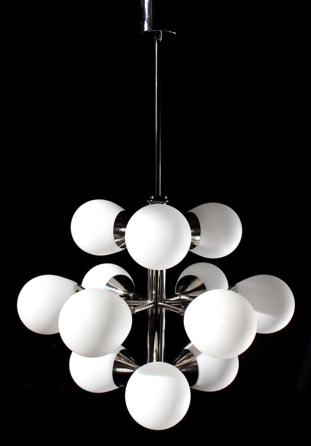 12 lights organic chandelier brass chromed opal by grafvonbrueck