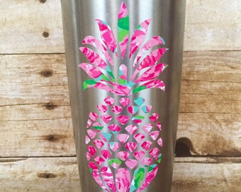 Pineapple Decal, Lilly Pulitzer Vinyl, Car Decal, Yeti Decal, Laptop Decal, Lilly Inspired, Summer Decal, Water Bottle Decal,