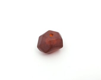 17x24 Big Faceted Resin Bead Orange Brown, Lucite Bead, Big Hole, Chunky Bead, Plastic Bead, 5pcs, Made In France