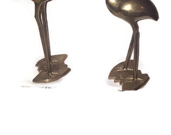 1960s Vintage Solid Brass Flamingo set of 2