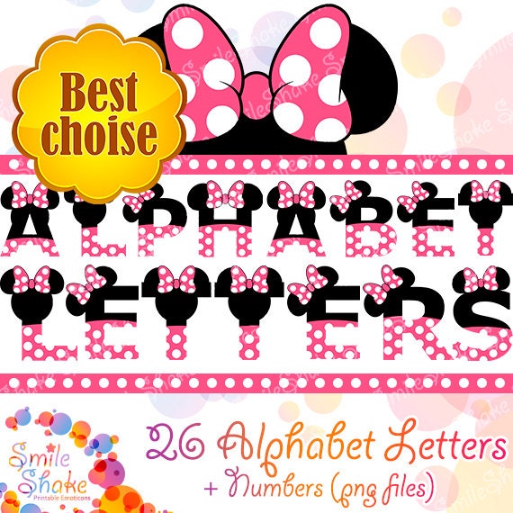 Minnie Mouse Printable Alphabet Digital PNG Letters Minnie