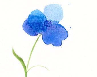Watercolor flower art print splashy teal flower: Teal by ...
