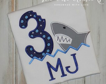 Boy Shark Birthday shirt, Shark shirt, Shark Bite shirt, Shark Number shirt, Boys birthday shirt, Girl Birthday shirt, sew cute creations