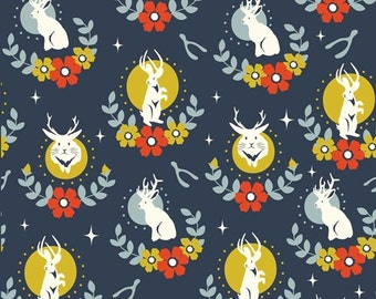 Birch Tall Tales Jackalope Dusk Organic Cotton Fabric