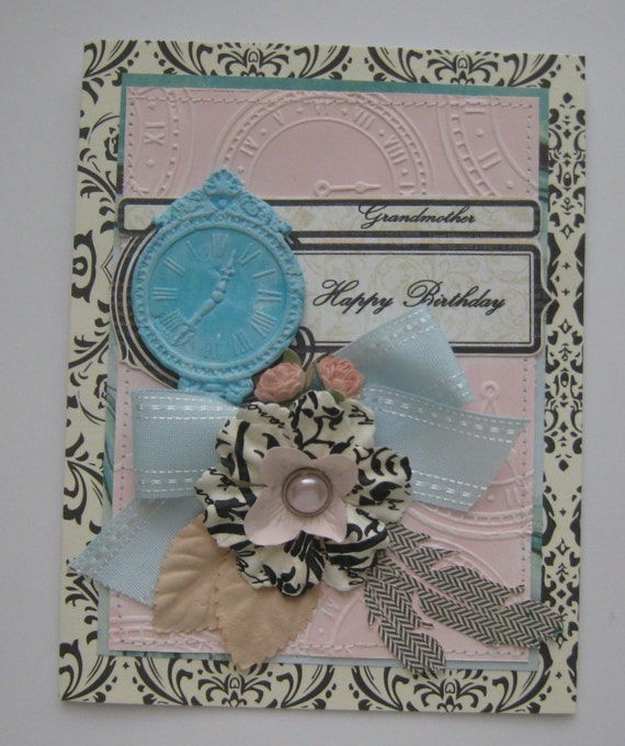 Grandmother Birthday card Handmade Embellished