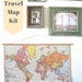 Pin Your World Travels Map Hanging Cork Kit - Paper Anniversary Wedding Gift for the Wanderlust Explorers