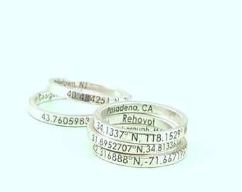 Custom Coordinates Ring - Jewelry - Latitude Longitude Ring - Personalized Ring - Coordinates Ring - Engraved Ring