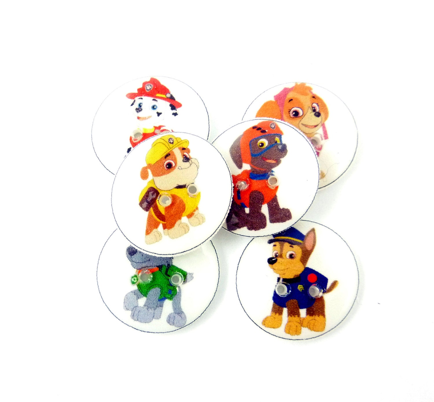 6 Dog Buttons. Handmade Buttons. 6 sewing buttons. 3/4