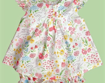 BABY dress Pattern, DRESS or BLOUSE with panties, digital sewing pattern, sized to fit ages new born through 24 months, "The Kailyn Pattern"