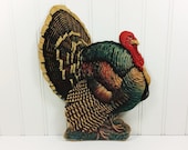1960s Thanksgiving Turkey Cut Out, Large 12 Inch Retro Turkey Die Cut Decoration
