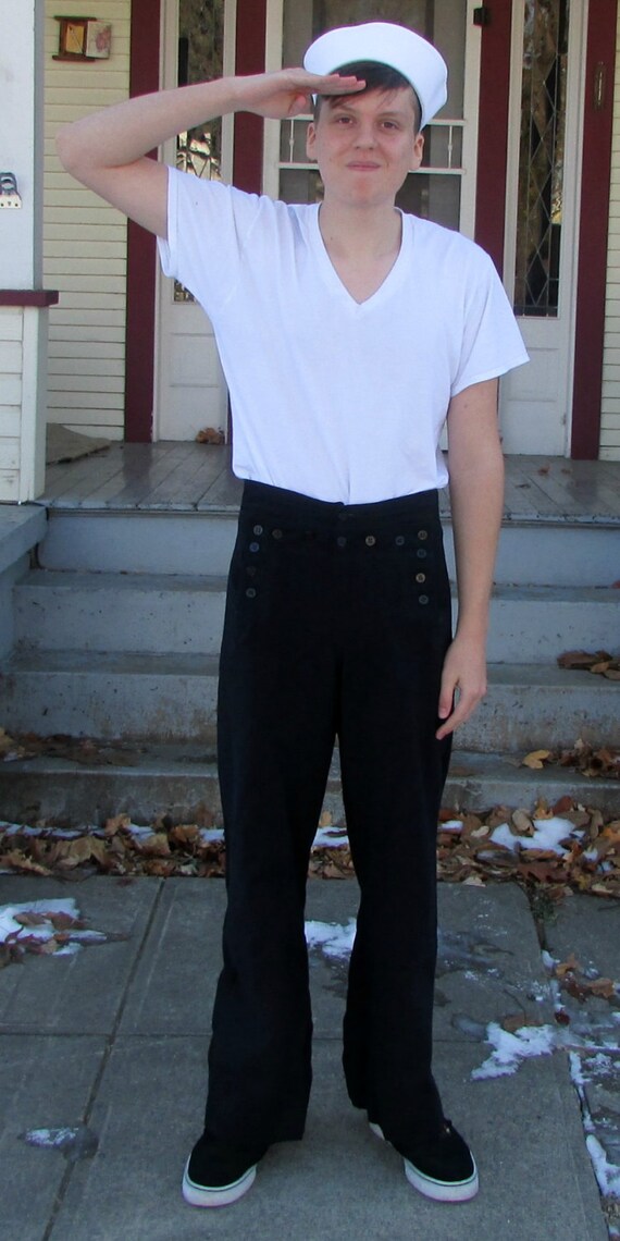 Vintage WWII Navy Sailor uniform bell bottom Navy Blue Wool