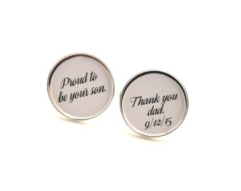 Father of the Groom Gift, Fathers Day Gift, From Groom to Dad, Wedding Cufflinks, Gift From Groom to Dad, Silver Cufflinks, Gold Cufflinks