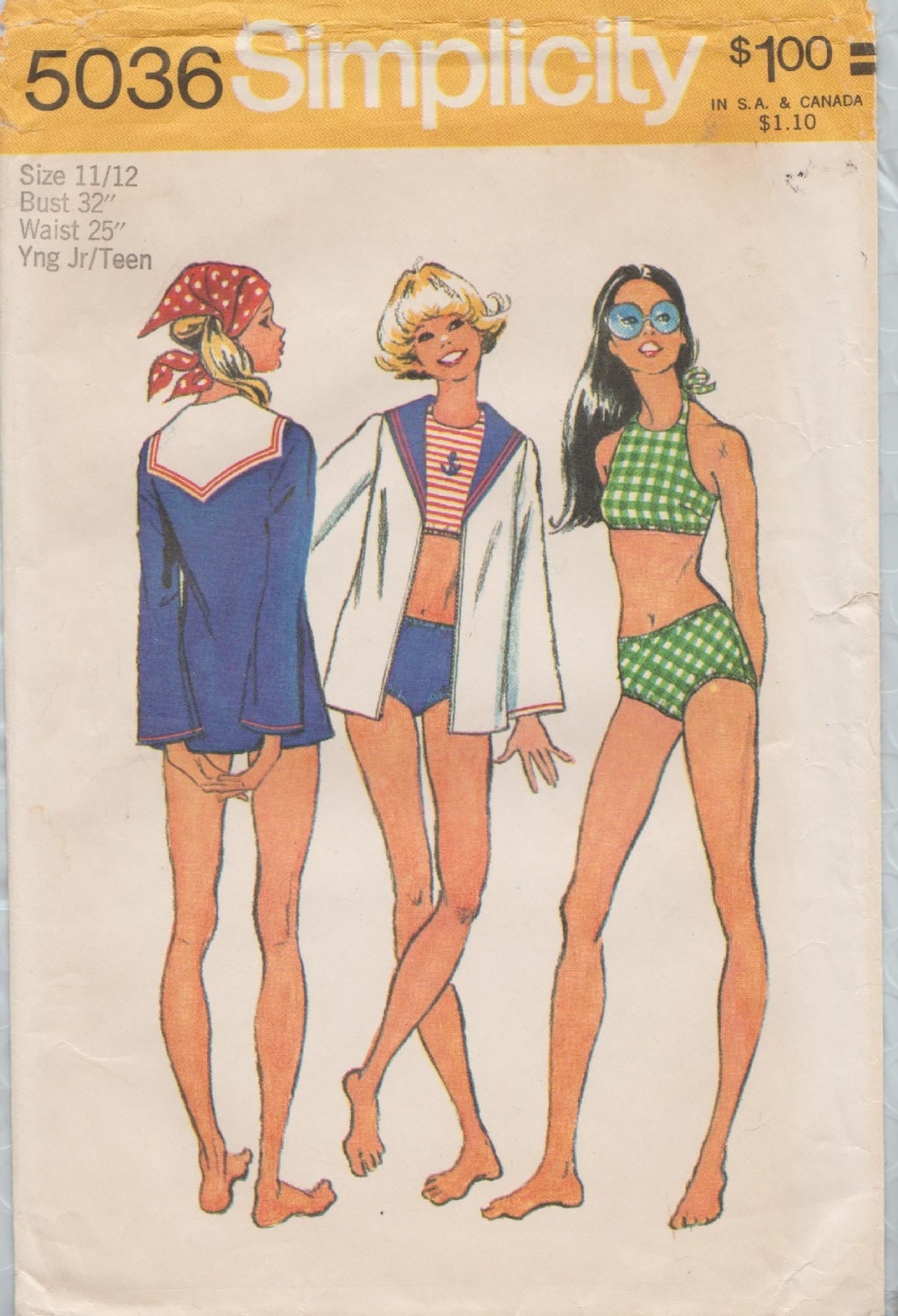 Simplicity 5036 / Vintage Sewing Pattern / Swimsuit Bathing