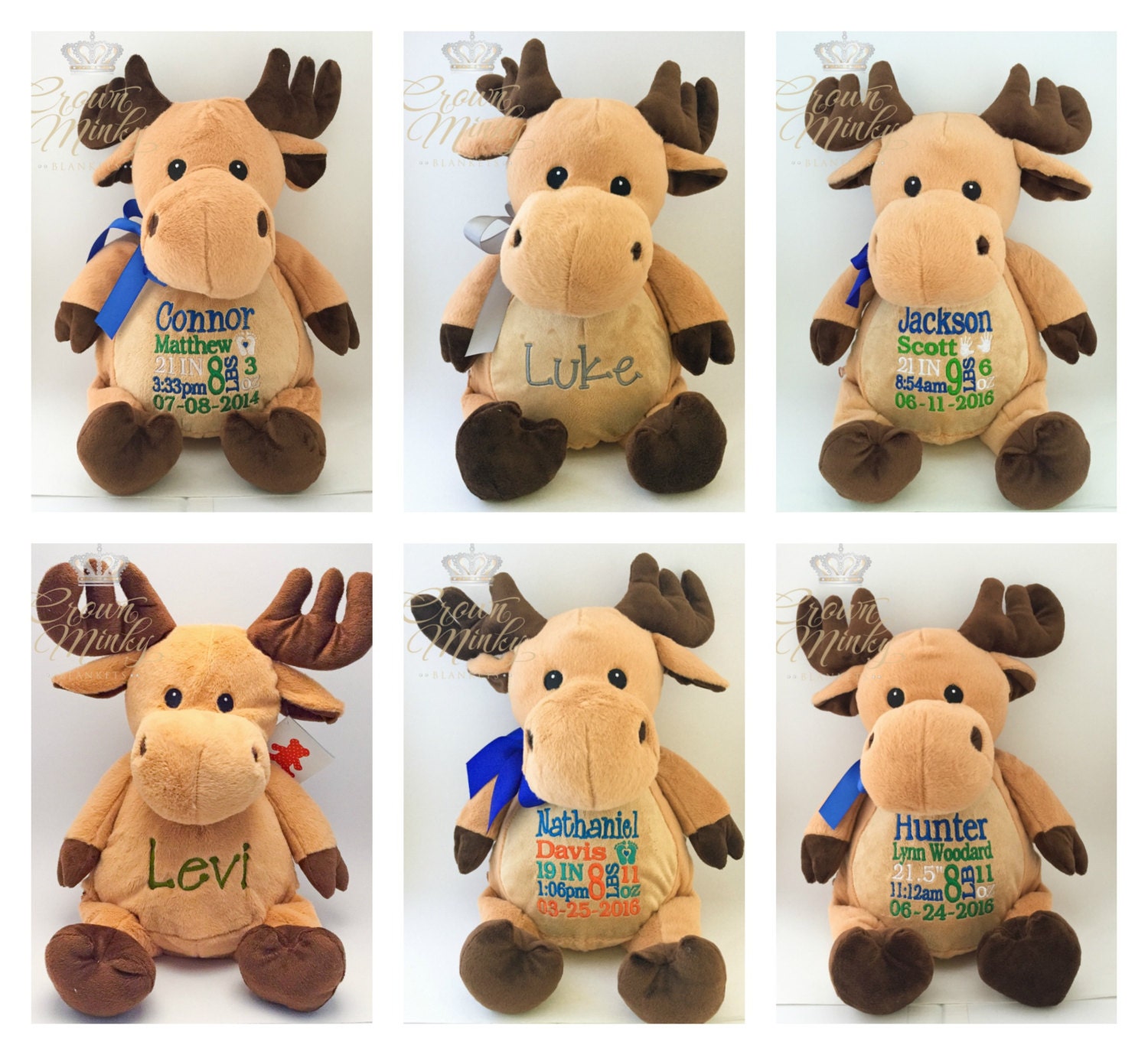 Moose Personalized Stuffed Animal by CrownMinkyBlankets on Etsy