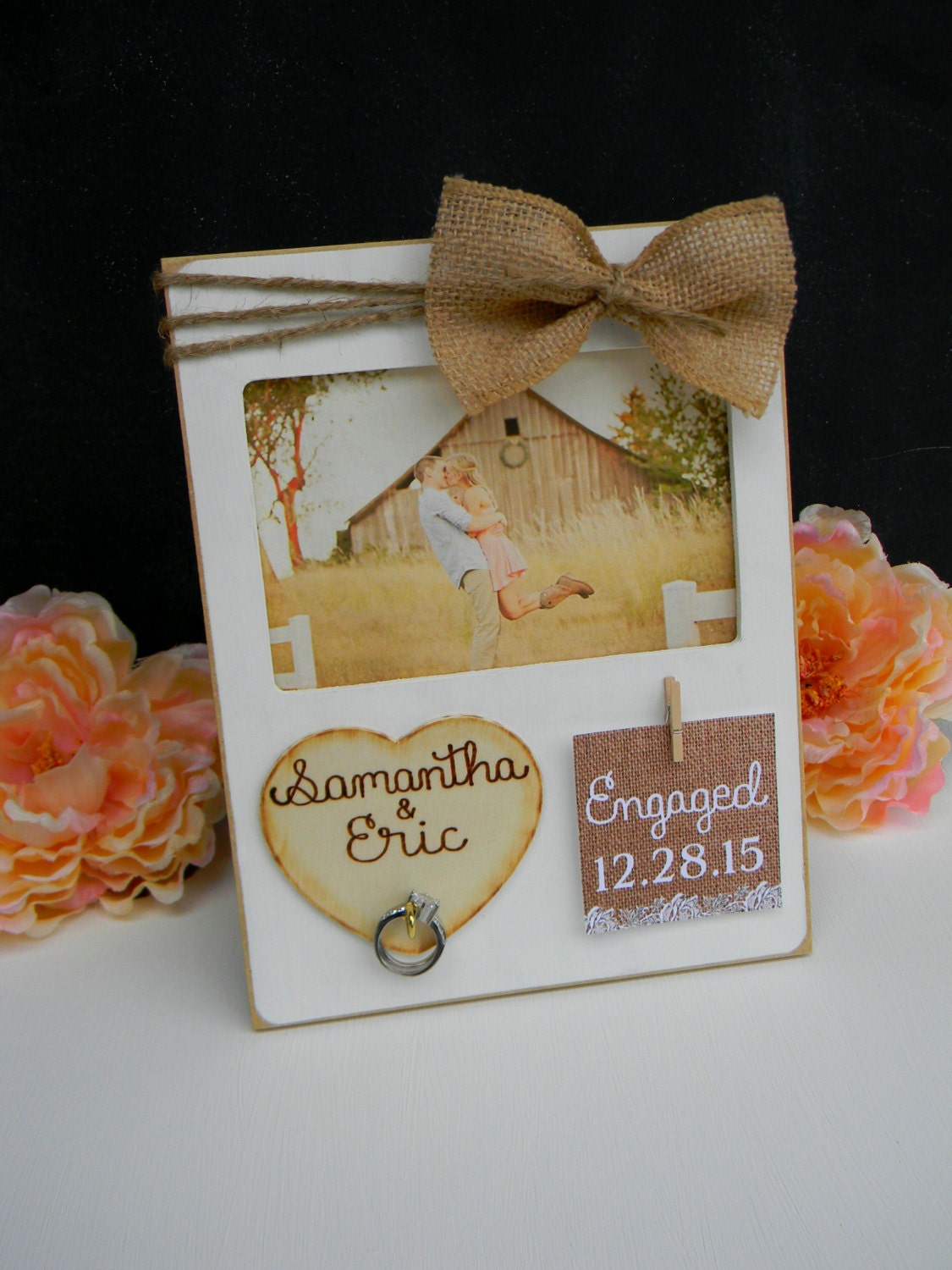 Wedding Ring Holder Engagement Frame Picture Frame by justforkeeps