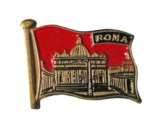 ROMA ITALY Rome Italian Crest flag vintage pin lapel badge