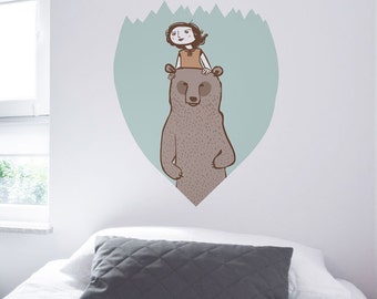 The Chaperone Wall Sticker, Nursery Wall Decal, Bear Wall Decal, Removable & Repositionable