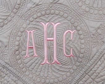 Gray Quilt - New Baby Gift - Monogram Quilt - 36 x 46 Inches - Gray Baby Blanket - Personalized Baby Quilt - Baptism Gift