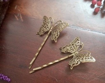 2 Butterfly Hair Pins