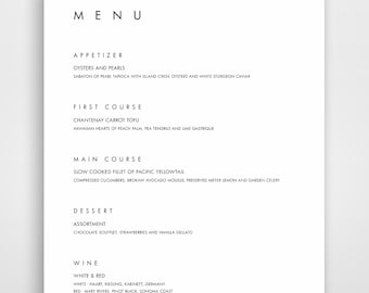 Menu, Wedding Menu Template, Bar Menu, Menu Template, Editable Menu, Wedding Menu, Modern Menu, Minimalist Menu, Menu Wedding