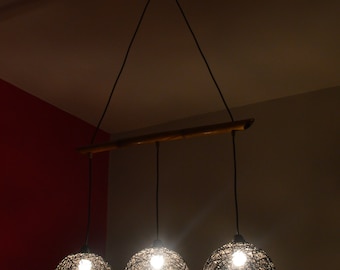 Rustic chandelier lighting. Triple chandelier lamp. String chandelier light, Twine Modern chandelier. Ball Hemp Lighting. Livingroom Lamp.
