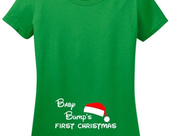 Baby Bump's First Christmas T-Shirt, Gift for Mom to be, Pregnancy gift, Pregnant, Holiday pregnancy