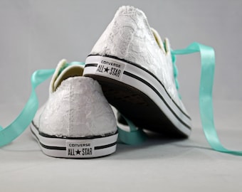 Lace Converses --Bridal Converses -- Wedding Tennis shoes - Wedding Converse-- Custom Converses