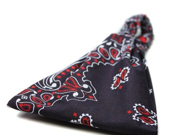 Men's Bandanna Headband Navy & Red Bandana Headscarf for Man Navy Blue Headwrap Cotton Wide Head Wrap (#4023) S M L